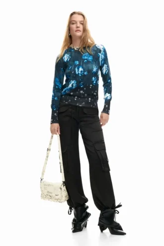 Feinstrick-Pullover mit Blumenmuster Feinstrick-Pullover mit Blumenmuster