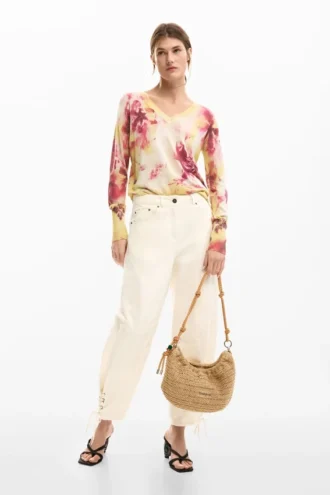 Feinstrick-Pullover mit Blumenmuster Feinstrick-Pullover mit Blumenmuster