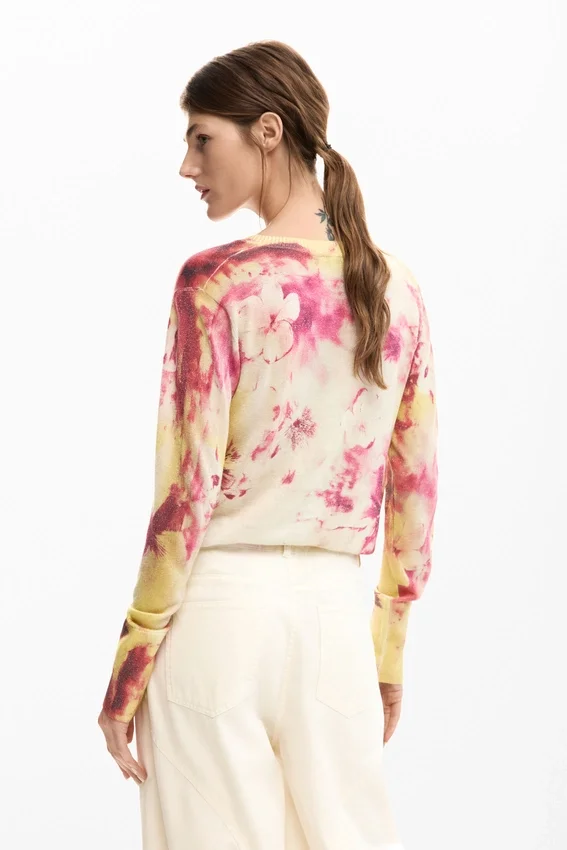 Feinstrick-Pullover mit Blumenmuster Feinstrick-Pullover mit Blumenmuster
