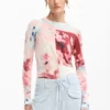 Feinstrick-Pullover mit Collage-Print Feinstrick-Pullover mit Collage-Print