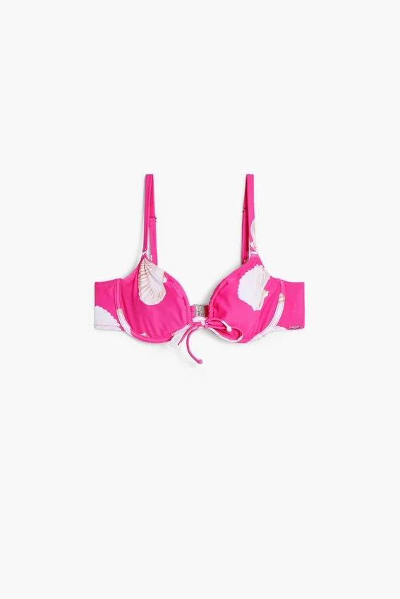 Fuchsiafarbenes Bikini-Oberteil mit Muschelprint Fuchsiafarbenes Bikini-Oberteil mit Muschelprint