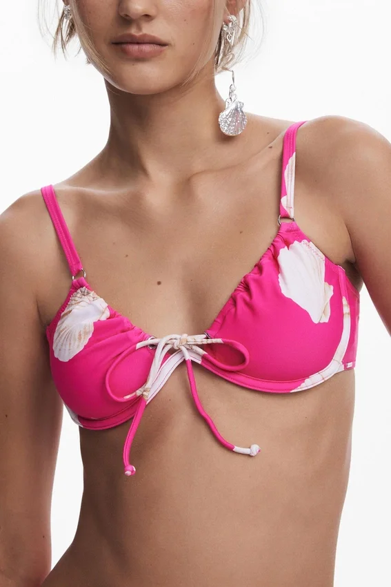 Fuchsiafarbenes Bikini-Oberteil mit Muschelprint Fuchsiafarbenes Bikini-Oberteil mit Muschelprint
