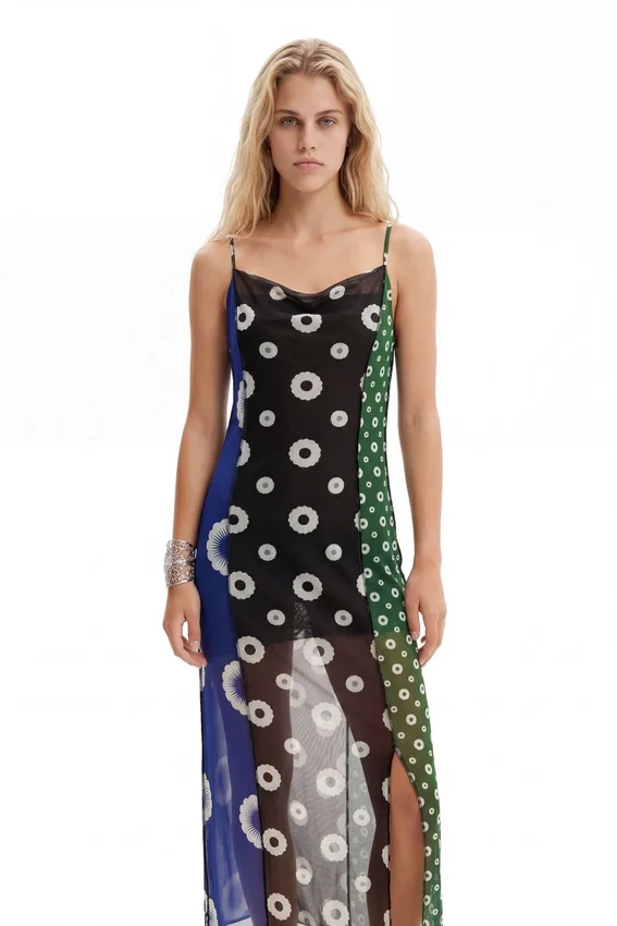 Geometrisches Midi-Slip-Kleid Geometrisches Midi-Slip-Kleid