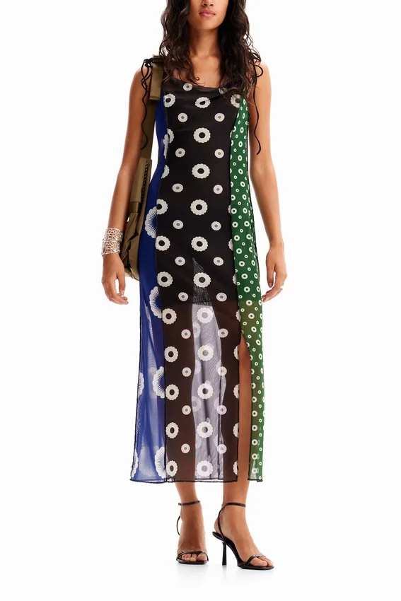 Geometrisches Midi-Slip-Kleid Geometrisches Midi-Slip-Kleid