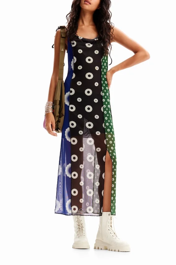 Geometrisches Midi-Slip-Kleid Geometrisches Midi-Slip-Kleid