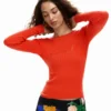 Geripptes T-Shirt mit Logo Geripptes T-Shirt mit Logo