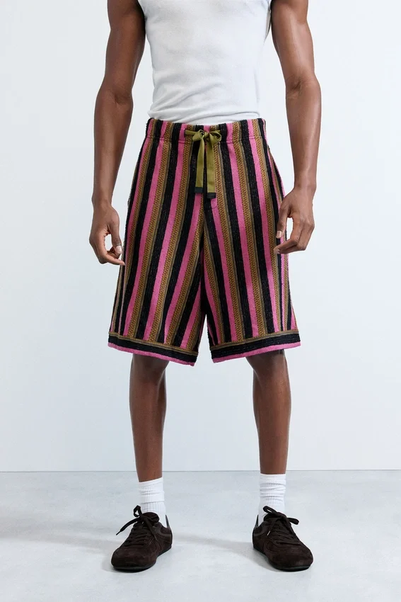 Gestreifte Strick-Bermudas Gestreifte Strick-Bermudas