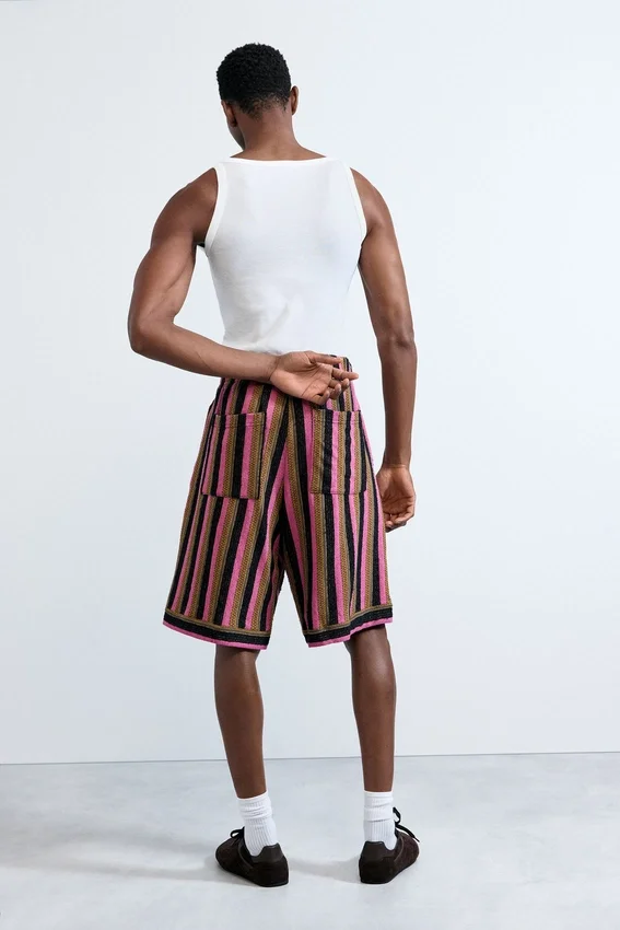 Gestreifte Strick-Bermudas Gestreifte Strick-Bermudas