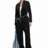 Gestreifter Patchwork-Blazer