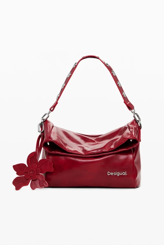 Mittlere glänzende Tasche mit Klappe Mittlere glänzende Tasche mit Klappe