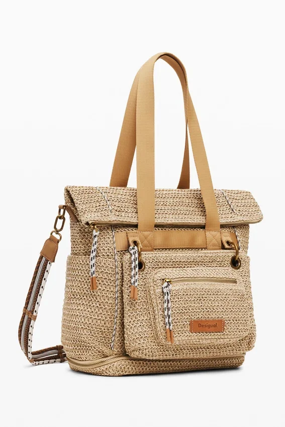 Großer modularer Raffia-Rucksack Großer modularer Raffia-Rucksack