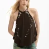 Halterbluse mit Applikationen