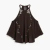 Halterbluse mit Applikationen