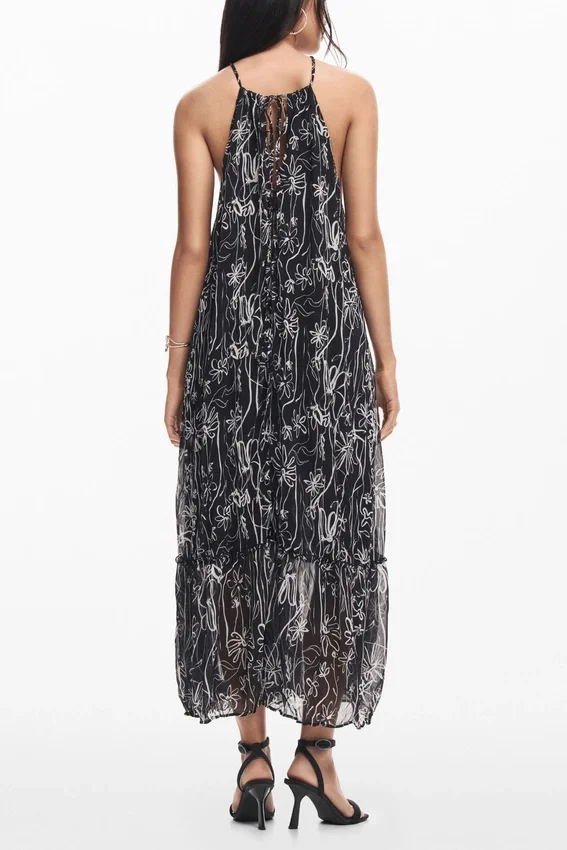 Halterkleid mit floralen Illustrationen Halterkleid mit floralen Illustrationen