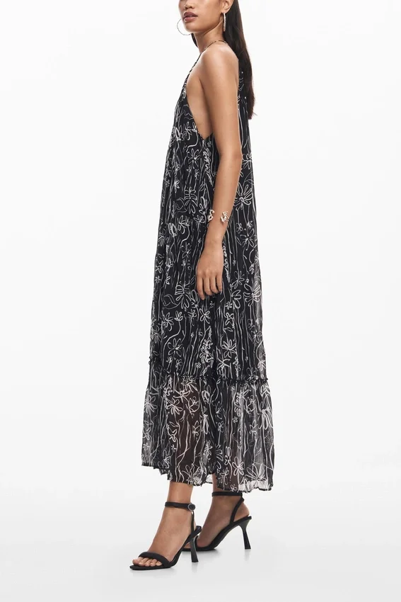 Halterkleid mit floralen Illustrationen Halterkleid mit floralen Illustrationen