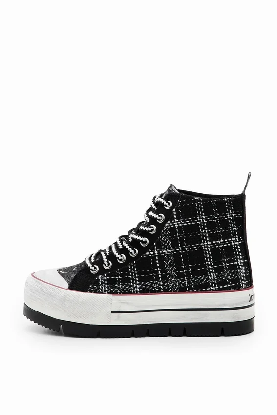 High-Top-Sneaker mit Tartan-Plateausohle High-Top-Sneaker mit Tartan-Plateausohle