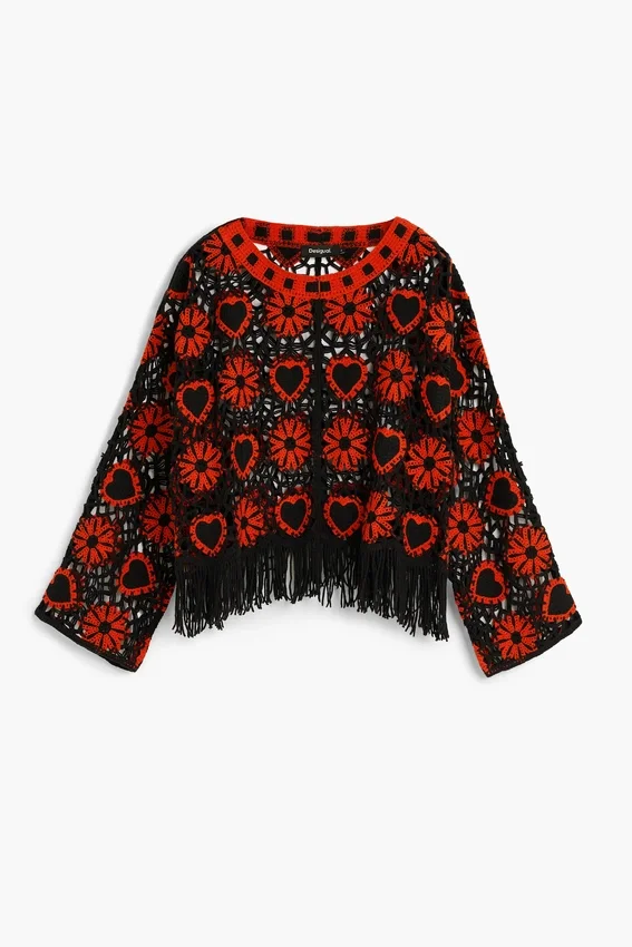 Häkel-Pullover mit Herzen Häkel-Pullover mit Herzen