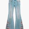 Jeans-Hose mit Blumen-Ziernähten Jeans-Hose mit Blumen-Ziernähten