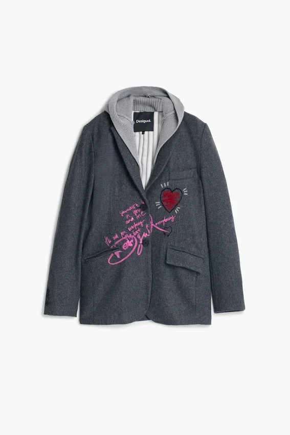 Kombinierter Blazer mit Kapuze Kombinierter Blazer mit Kapuze