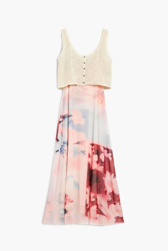 Kombiniertes Häkel-Kleid Kombiniertes Häkel-Kleid