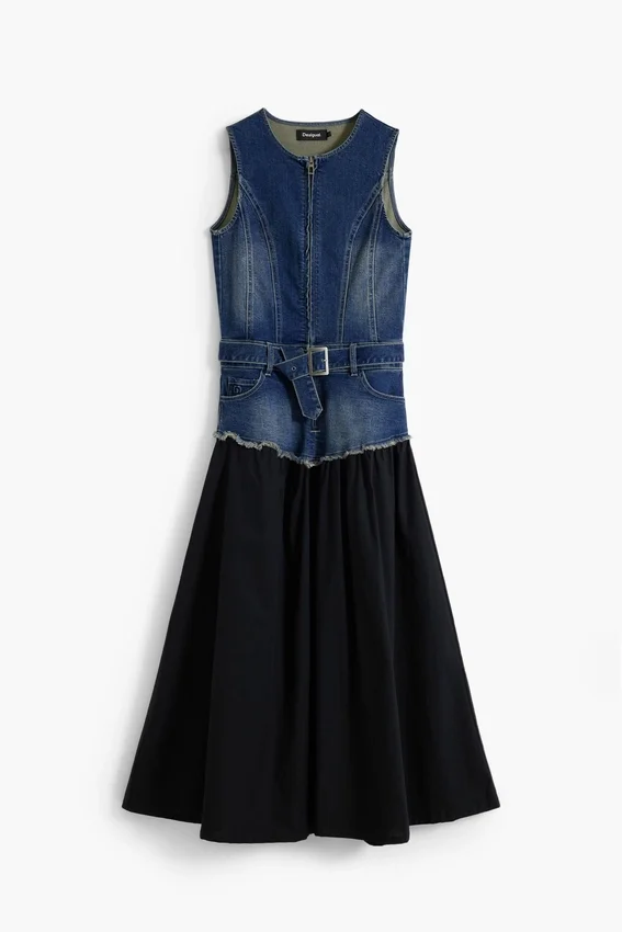 Kombiniertes Jeans-Kleid Kombiniertes Jeans-Kleid