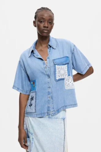Kurzarm-Patchwork-Hemd Kurzarm-Patchwork-Hemd