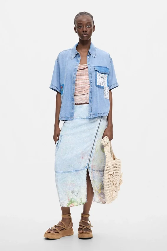 Kurzarm-Patchwork-Hemd Kurzarm-Patchwork-Hemd