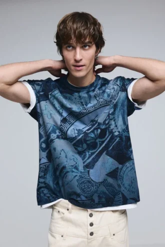 Kurzarm-T-Shirt mit Mosaikmuster