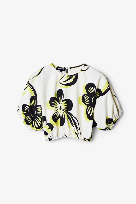 Kurze Bluse mit Blumenmuster Kurze Bluse mit Blumenmuster