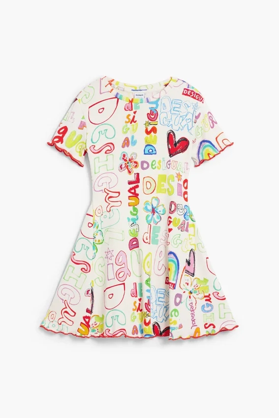 Kurzes Kleid mit Schriftzug Kurzes Kleid mit Schriftzug