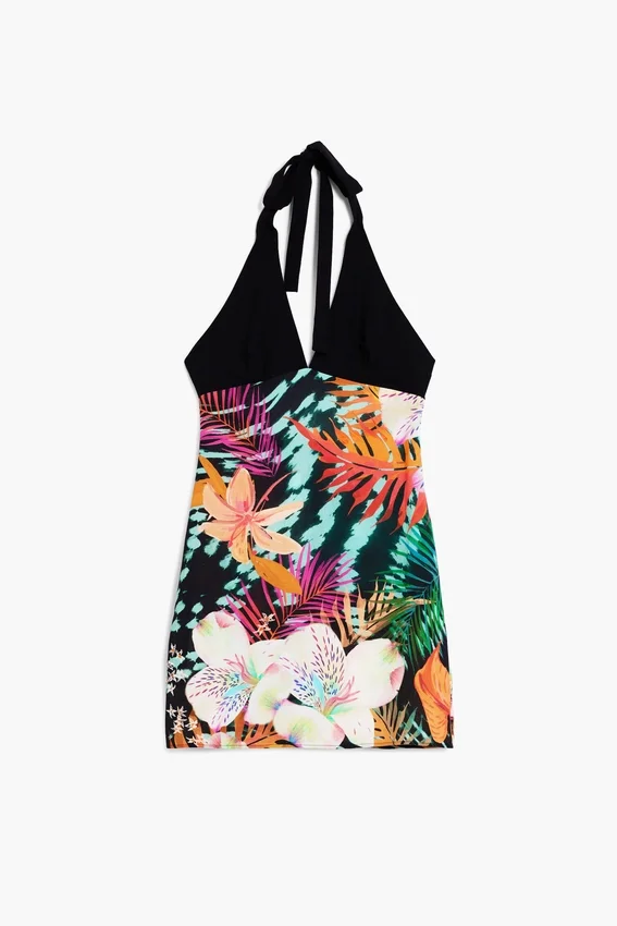 Kurzes Kleid mit tropischem Print Kurzes Kleid mit tropischem Print