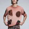 Kurzärmeliges Patchwork-T-Shirt Kurzärmeliges Patchwork-T-Shirt