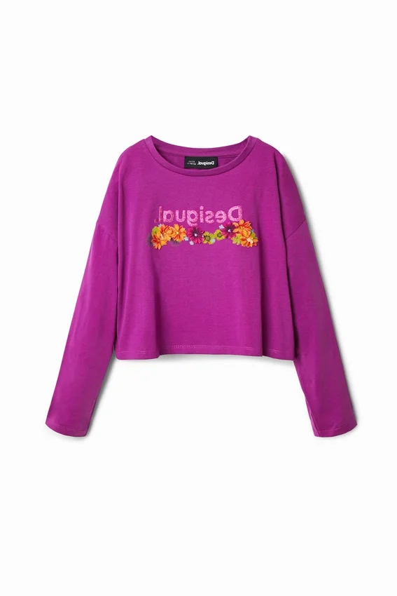 Kurzärmeliges T-Shirt mit Blumenmuster Kurzärmeliges T-Shirt mit Blumenmuster