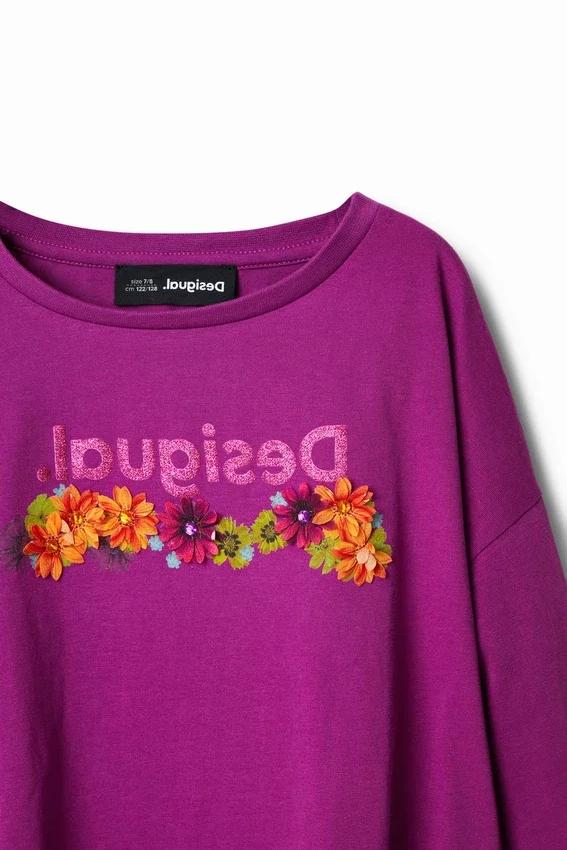 Kurzärmeliges T-Shirt mit Blumenmuster Kurzärmeliges T-Shirt mit Blumenmuster
