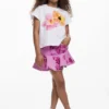 Kurzärmeliges T-Shirt mit gestickten Blumen Kurzärmeliges T-Shirt mit gestickten Blumen