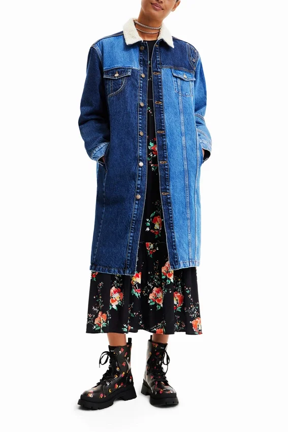 Lange, wattierte Jeansjacke Lange, wattierte Jeansjacke