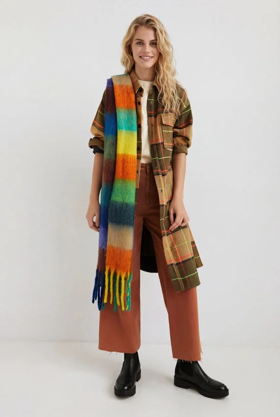 Langer Tartan-Mäntel Langer Tartan-Mäntel