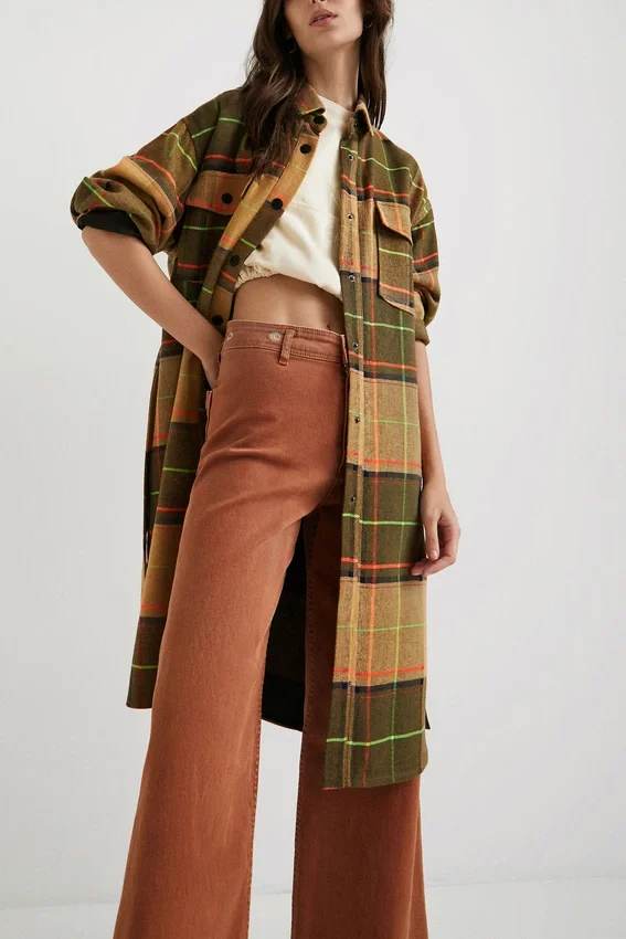 Langer Tartan-Mäntel Langer Tartan-Mäntel