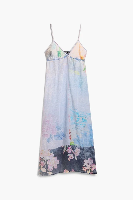 Langes Jeans-Kleid mit Trägern Langes Jeans-Kleid mit Trägern