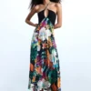 Langes Kleid mit tropischem Print Langes Kleid mit tropischem Print