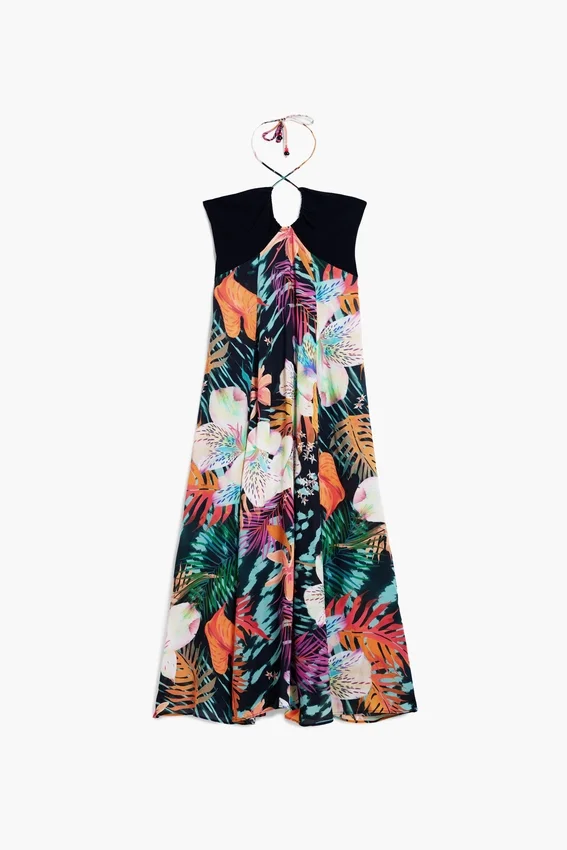 Langes Kleid mit tropischem Print Langes Kleid mit tropischem Print