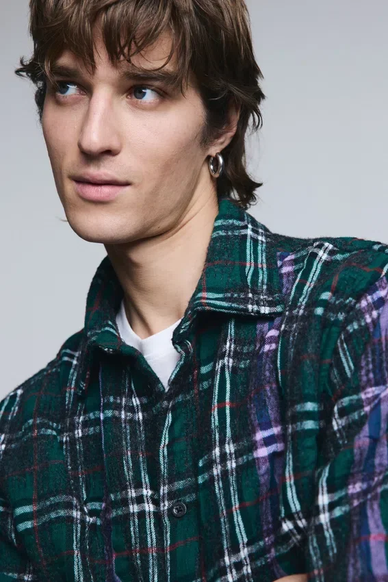 Langärmliges Overshirt mit Karomuster Langärmliges Overshirt mit Karomuster