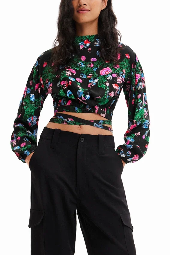 M. Christian Lacroix Kurze Bluse mit Blumenmuster M. Christian Lacroix Kurze Bluse mit Blumenmuster