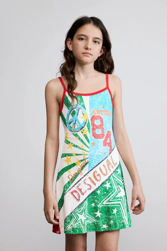 Mehrfarbig bedrucktes Kleid Mehrfarbig bedrucktes Kleid