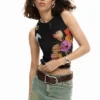 Mesh-T-Shirt mit Blumen Mesh-T-Shirt mit Blumen