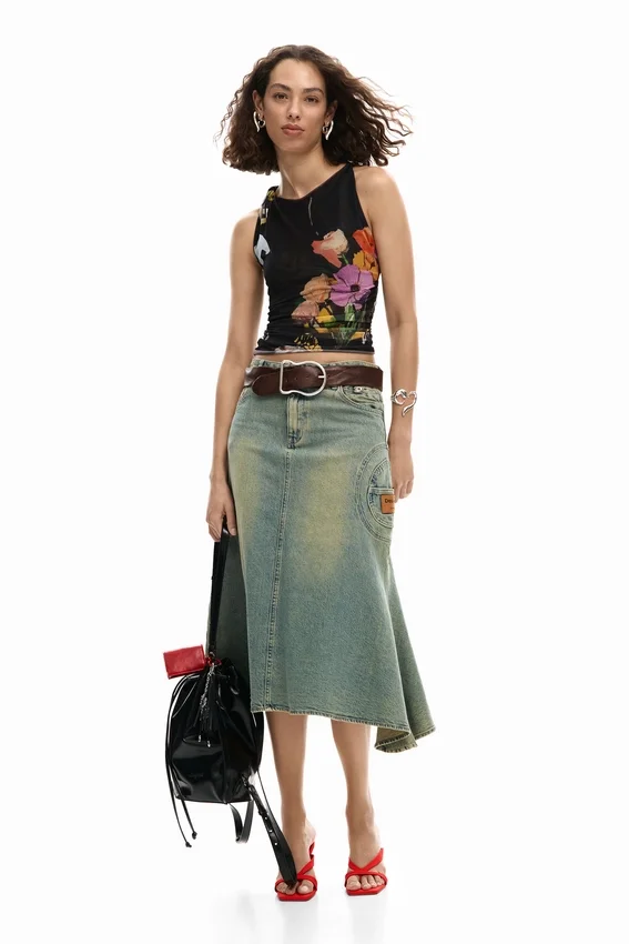 Mesh-T-Shirt mit Blumen Mesh-T-Shirt mit Blumen