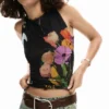 Mesh-T-Shirt mit Blumen Mesh-T-Shirt mit Blumen