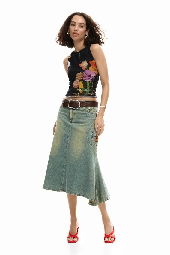 Mesh-T-Shirt mit Blumen Mesh-T-Shirt mit Blumen