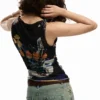 Mesh-T-Shirt mit Blumen Mesh-T-Shirt mit Blumen