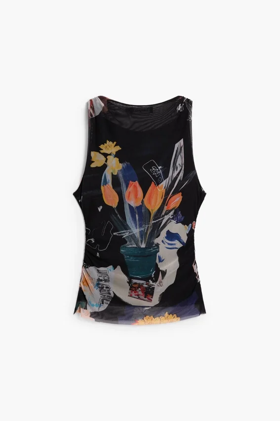 Mesh-T-Shirt mit Blumen Mesh-T-Shirt mit Blumen